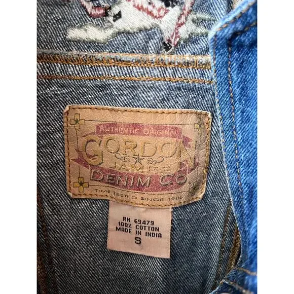 Vintage Denim Embroidered Horse Vest Sz S - Picture 6 of 6